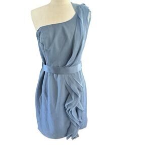 White by Vera Wang Blue Bridesmaid Dusty Chiffon Knee Length Dress Size 8